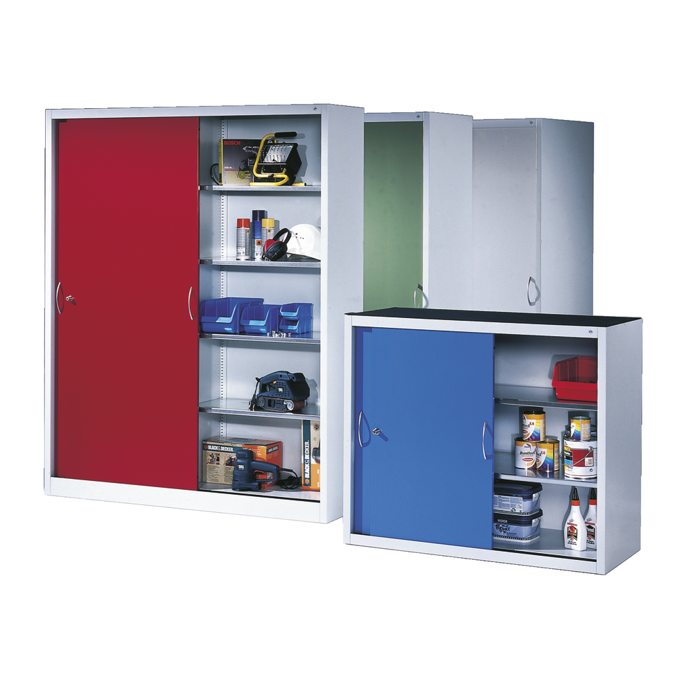 Sliding door cabinet WxDxH: 1600x600x1000mm RAL7035